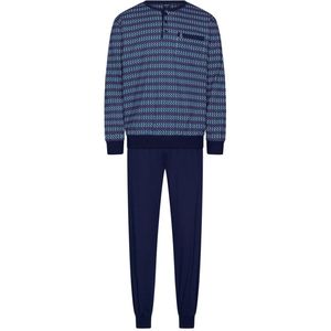 Robson Pyjama - Katoen - Knoopsluiting - Blauw - Maat 48