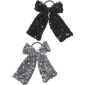 ONLY kids meisjes elastiekjes SHY Silver 2-PACK Black w. Glitter