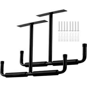 Overhead Garage Opslag Haken Rack Plafond Gemonteerd, Heavy Duty Utility Haken Ladder Hanger voor het Hangen van Slang Pijp Hout & Andere Grote Items (2 stuks, Zwart)