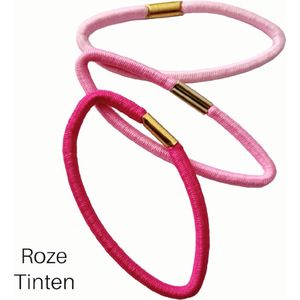 Haar basis haarelastieken op kaartjes - Roze tinten - 7cm - 5mm - 2x 12 stuks haar elastiekjes (totaal 24 stuks) - Volwassen Tieners Kinderen