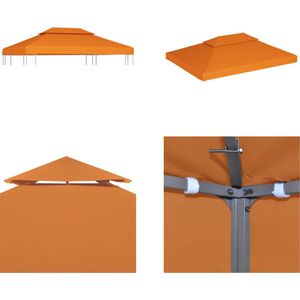 vidaXL Vervangend tentdoek prieel 310 g/m² 3x4 m oranje - Partytent Doek - Partytent Doeken - Partytent Dak - Partytent Daken