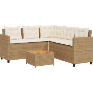 vidaXL L-vormige Tuinbank met Tafel - Beige