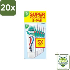 20 x Aquafresh Tandpasta Coolmint - Fris en Beschermend - Voordeelverpakking - 5 tubes - Grootverpakking - Tandpasta - Tandenpoetsen - Frisse Adem - Gaatjes Bescherming - Fluoride
