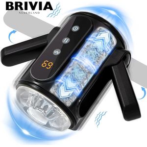 Brivia Opvouwbare Handvatten Masturbator Met Automatische Telescopische Rotatie en Vibratie - Ultiem Plezier voor Mannen - Open Einde Penis Massager - Masturbator Voor Man - Masturbator Voor Mannen Elektrisch - Pocket Pussy