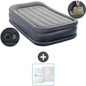 Intex Luchtbed - 1-Persoons - 99 x 191 x 42 cm - Grijs - Inclusief pomp en Hoeslaken
