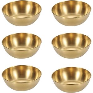 6 stuks gouden roestvrijstalen snackschalen - set van mini-dipschalen - ronde sausschaaltjes - mini-kom - goudkleurig