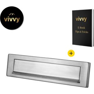 Brievenbus Tochtwering Met Klep - Brievenbus Borstel 2 In 1 - Tochtklep Vorstbestendig - 100% Tevredenheidsgarantie - Roestvrij Staal - 340*76 Mm