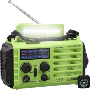 oCreon NOAA/AM/FM/SW Noodradio met Zonne- en Handslinger - 5000mAh Powerbank - SOS Alarm - Kompas