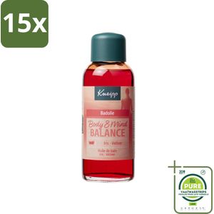 15 x Kneipp - Badolie - Body & Mind Balance - Iris & Vetiver - 100 ml - Grootverpakking - Badproduct - Badolie - Ontspanning - Stressvermindering - Aromatherapie