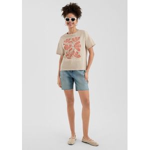 QS - Shirt - Lichtbeige - Bloemenprint