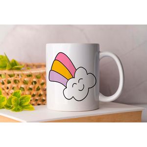 Mok Rainbow - Unicorn - Cupcake - cute - Gift - cadeau - kleurrijk - colorful - Girl - meisjes - Heart - Hart