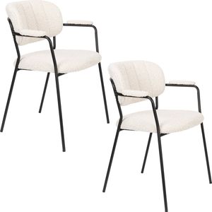 Feliz Lifestyle Jolien Eetkamerstoelen armleuning Zwart/Bouclé - Set van 2