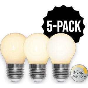 5-Pack | 3 standen - Kogellamp - E27 - 4W - Extra Warm Wit - 2700K - Opaal