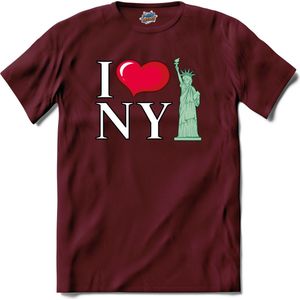 I Love New York | New York - Vintage - T-Shirt - Unisex - Burgundy - Maat S