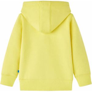 Kindervest met capuchon en rits - Maat 128 - Lichtgeel