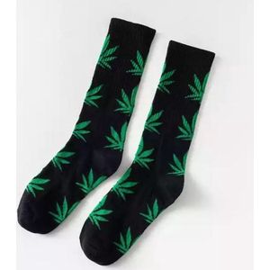 Wietsokken - Cannabissokken - Wiet - Cannabis - zwart-groen - Unisex sokken - Maat 36-45