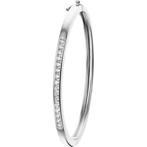 The Jewelry Collection Bangle Scharnier Zirkonia 4,0 X 64 mm - Zilver Gerhodineerd