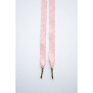 Schoenveters plat - uni licht roze - 120cm - zilveren nestels veters voor wandelschoenen, werkschoenen en meer