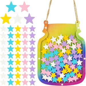 Beloningsglas voor kinderen - Sterren stimulatieglas van hout kinderbeloningstabel (100 ster)