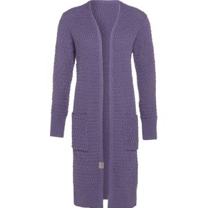 Knit Factory Jaida Lang Gebreid Dames Vest - Grof gebreid paars damesvest - Cardigan voor de herfst en winter - Lang vest tot over de knie - Violet - 40/42 - Met steekzakken