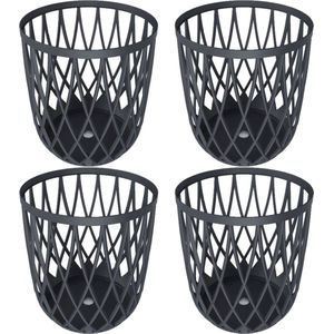 4x Stuks kunststof opbergmanden antraciet 39 cm - opbergen/opruimen van spullen
