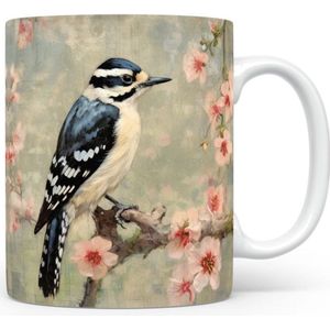 Mok met Specht Donzig Beker voor koffie of tas voor thee, cadeau voor dierenliefhebbers, moeder, vader, collega, vriend, vriendin, kantoor