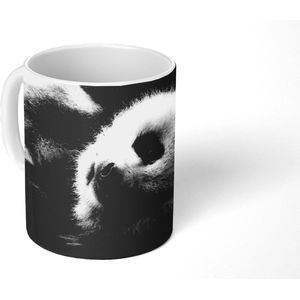 Mok - Koffiemok - Dierenprofiel rollende panda in zwart-wit - Mokken - 350 ML - Beker - Koffiemokken - Theemok