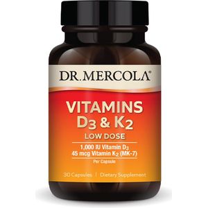 Dr. Mercola - Vitamins D3 & K2 - Low Dose - 1000 IU D3 - 45 mcg Vitamin K2 - 30 capsules