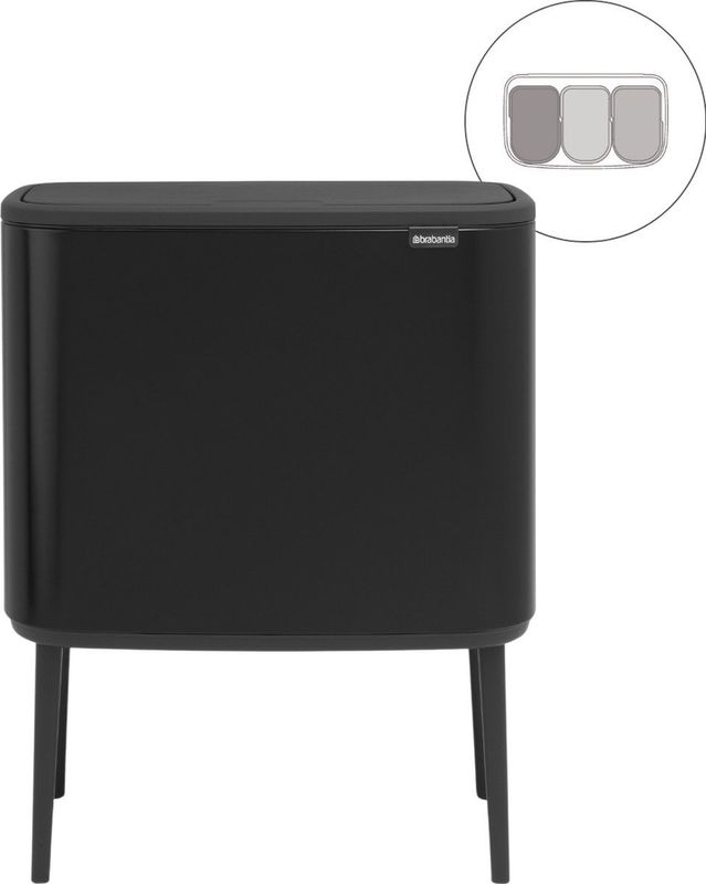 Brabantia - Bo Touch Bin - Vuilnisbak - Matt Black - 3 x 11 Liter