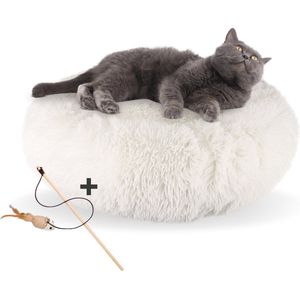 AdomniaGoods - Luxe kattenmand - Hondenmand - Antislip kattenkussen - Wasbaar hondenkussen - wit 50 cm