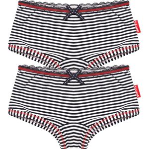 Claesen's Meisjes 2-pack Boxershort - Navy/White Stripes - Maat 128-134