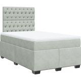 vidaXL - Boxspring - met - matras - fluweel - lichtgrijs - 120x200 - cm