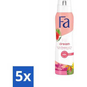 Fa - Deodorant Spray - Fiji Dream - Watermeloen & Ylang Ylang - 48 uur Bescherming - Anti-transpirant - 150 ml - Bulkverpakking - 5 stuks
