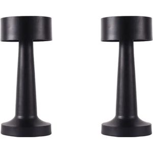 2 Stuks - Tafellamp Oplaadbaar – Nachtlamp Slaapkamer – Bureaulamp - Draadloos en dimbaar - 21 cm – Zwart