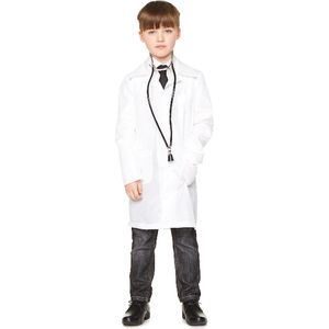 Karnival Costumes Doktersjas voor Kinderen Carnavalskleding Kostuum Kind Halloween - Wit - Polyester - 7-8 Jaar - 1-Delig Jas