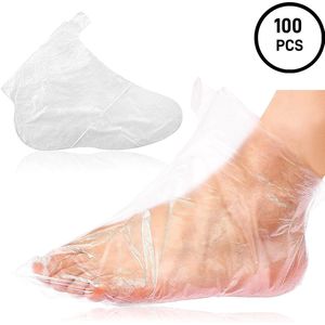 100 stuks - Voetmaskerhoes - Transparante plastic voethoes - Transparante voetmaskersokken - Voetbevochtigend - Transparante kleur - 31*15cm - Geschikt voor voetverzorging