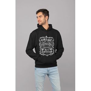 2002 Jaar Zwart Hodie - Maat M - Vintage Aged To Perfection - Verjaardagscadeau - Limited Edition