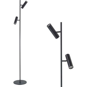 Moderne Trend leeslamp | vloerlamp 2 lichts | zwart | metaal | GU10 | 141 cm hoog | zwenk- en kantelbaar | hal / slaapkamer | modern design | apart schakelbaar