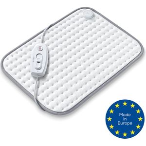 Sanitas SHK 28 Warmtekussen XL - Heating pad - 44 x 33 cm - 3 Warmtestanden - Elektrisch - Snelle opwarming - Automatische uitschakeling - Microfleece - Machinewasbaar - 2 Jaar garantie - Wit/grijs