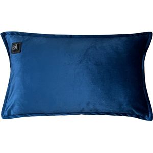 Warmpi® Draadloos Warmtekussen 30x50cm – Incl. 10.000mAh Powerbank – Infrarood Elektrisch Kussen met 3 Warmtestanden – Velvet Blauw – USB & Netstroom – 3m Kabel