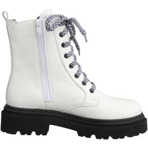 Lei - Frizzi - Veterlaarsjes - Zwart/Wit - Blokhak - Glad Leer