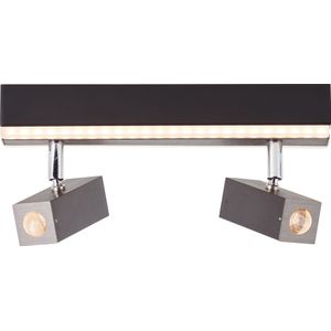 Brilliant lamp Howle LED-spot bar 2-lamps aluminium/zwart metaal/textiel zwart 14 W LED geïntegreerd