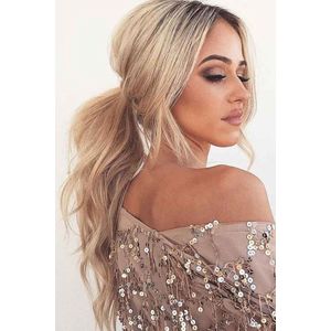 Ponytail | Paardenstaart | Blond met Warm Bruin | Haar Extensions | 50CM | 90GR | Human Hair | Echt Haar
