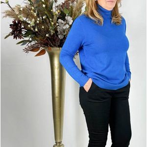Dames col trui Roberta licht kobalt blauw fijngebreid maat L/XL koltrui coltrui