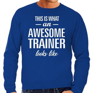 Awesome trainer - geweldige trainer cadeau sweater blauw heren - Vaderdag / verjaardagkado trui XXL