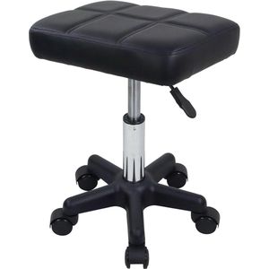 Rolling Kruk Hoogte Verstelbaar Met Wielen en Draaibare Stoel voor Spa Salon Massage - Zwart Kruk