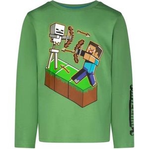 Minecraft T-shirt - Longsleeve - groen. Maat 140 cm / 10 jaar.
