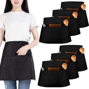 6 Stuks Tailleschort met 3 Zakken Waterdicht - Halve Schort voor Mannen en Vrouwen - Koken Schoonmaken Schilderen Tuinieren - Bistro Restaurant