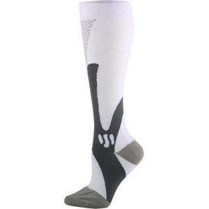 Compressie sokken voor hardlopen en reizen - Compressiekousen wit mannen maat L-XL (41-44)