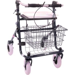 Premis - Provo - Rollator - 2de generatie - Inklapbare Duwbeugel - Dubbelzijdig geremd - Maximaal draagvermogen 120 kg - Metallic Zwart
